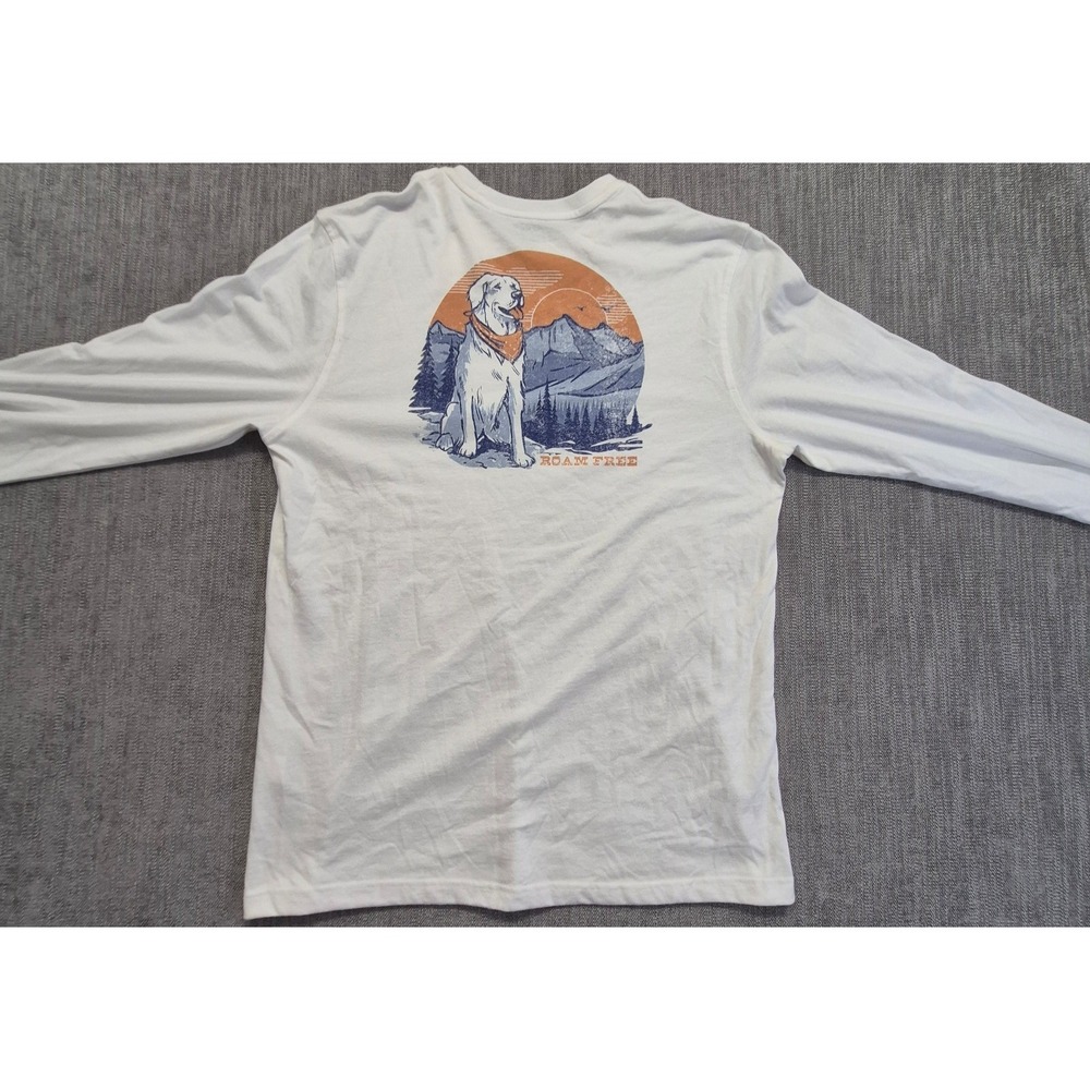 NWT IZOD Saltwater relaxed classics Roam Free Dog white long sleeve shirt LG